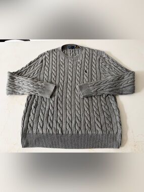 Polo Ralph Lauren grey cotton cable knit sweater